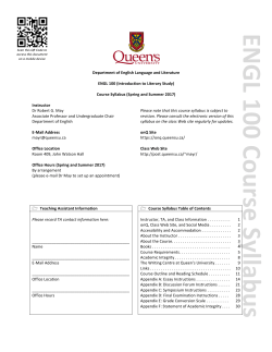 ENGL 100 Course Syllabus - POST