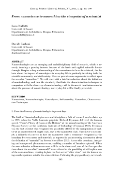 From nanoscience to nanoethics: the viewpoint of a scientist