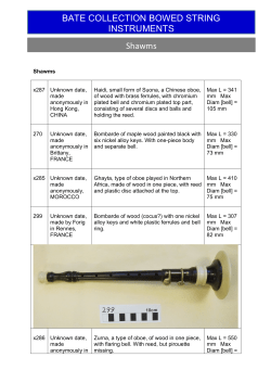 list of shawms - Bate Collection