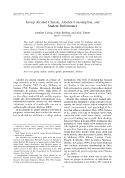 Group alcohol climate, alcohol consumption, and student performance
