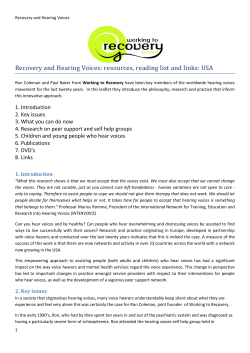 Recovery and Hearing Voices - Hearing Voices Network Cymru