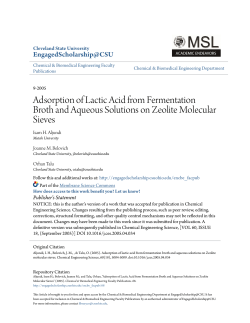 Adsorption of Lactic Acid from Fermentation Broth and Aqueous