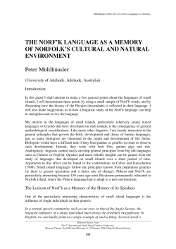 THE NORF`K LANGUAGE AS A MEMORY OF