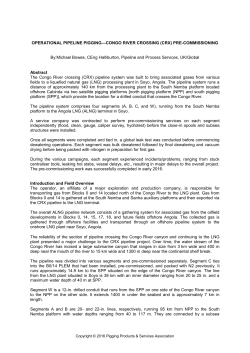 OPERATIONAL PIPELINE PIGGING—CONGO RIVER CROSSING