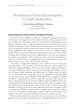The Importance of Community Development for Health and Well