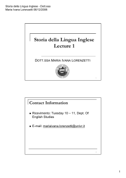 Storia della Lingua Inglese Lecture 1