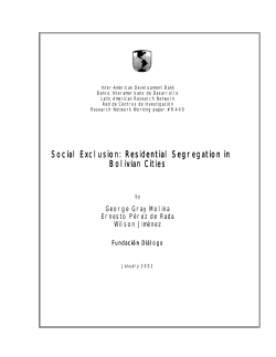 Social exclusion : residential segregation in Bolivian cities