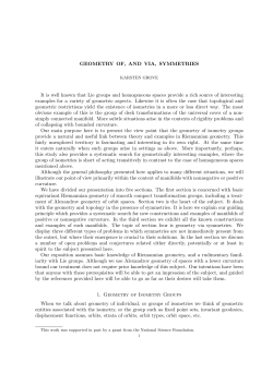 GEOMETRY OF, AND VIA, SYMMETRIES It is well known that Lie