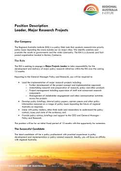 Position Description Leader, Major Research Projects