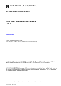 Current value of preimplantation genetic screening - UvA-DARE