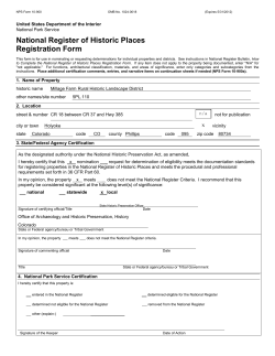 NPS Form 10 900 OMB No. 1024 0018