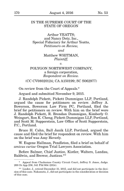 (S062977) Yeatts v. Polygon Northwest Co. - Oregon