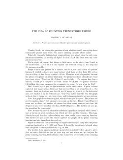 THE IDEA OF COUNTING TRUNCATABLE PRIMES Thanks, Sarah
