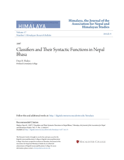 Classifiers and Their Syntactic Functions in Nepal Bhasa