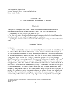 Food Researched: Honey/Bees Focus of Research: Honey