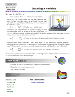 Isolating a Variable