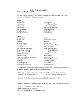 Review For Exam to 1800