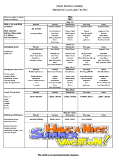 KNOX MIDDLE SCHOOL BREAKFAST and LUNCH MENU