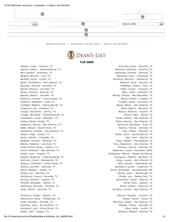 Fall 2009 - Schreiner University