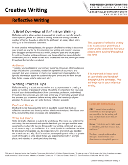 Creative Writing Reflective Writing