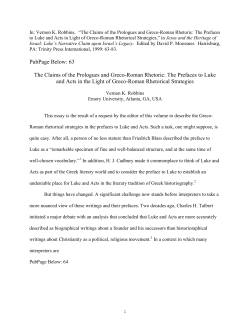 The Claims of the Prologues and Greco-Roman