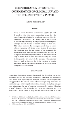 the purification of torts, the consolidation of criminal law and