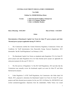 CERC: Determination of Benchmark Capital Cost Norm for