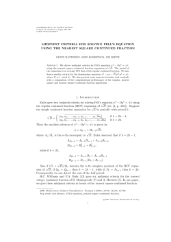Midpoint criteria for solving Pell`s equation using the nearest square