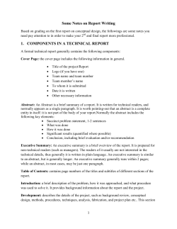 Some Notes on Report Writing 1. COMPONENTS IN A TECHNICAL