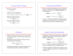 N-Gram Model Formulas Estimating Probabilities Perplexity Laplace
