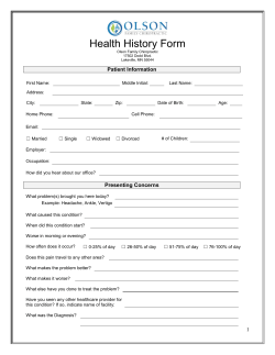 New Adult Intake Form - Olson Family Chiropractic