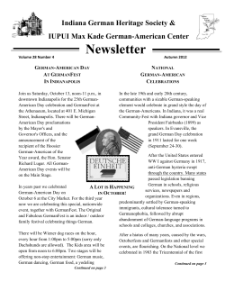 Newsletter - Indiana German Heritage Society