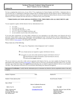 Selective Service Verification 2016-17