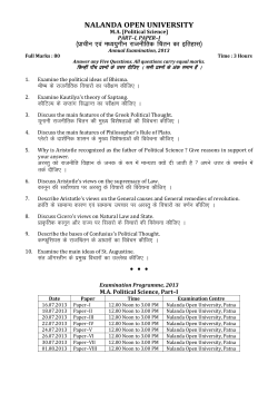 M.A. (Political Science) Part I and II