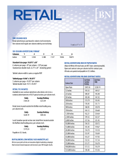 ONE COLUMN INCH Retail advertising is purchased in column