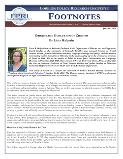Origins and Evolution of Zionism - Foreign Policy Research Institute