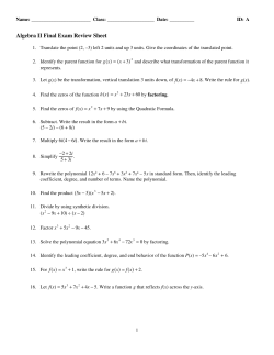 Algebra II Final Exam Review Sheet