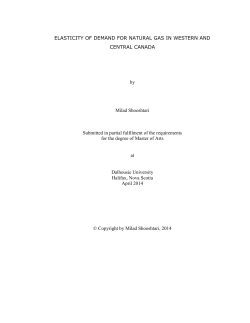 Demand Elasticity For Natural Gas In Western and Central Canada
