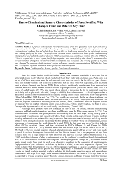 Physio-Chemical and Sensory Characteristics of Pasta Fortified With