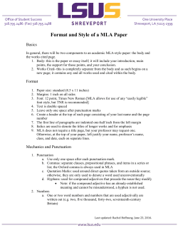 Format and Style of a MLA Paper