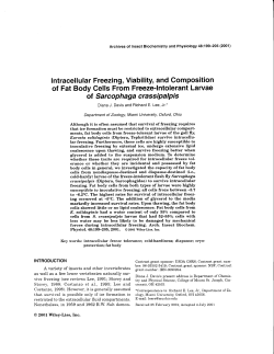 Intracellular Freezing, Viability, and Composition of Fat Body Cells
