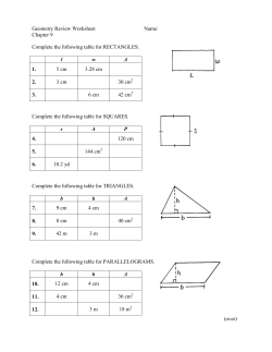 Geometry Review Worksheet