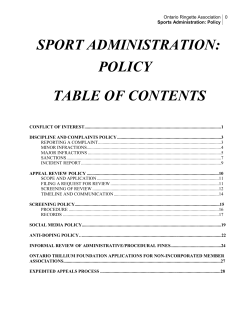 Sports Administration: Policy - Ontario Ringette Association