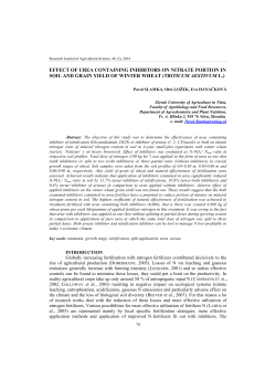 Effect of urea containing inhibitors on nitrate content in soil and