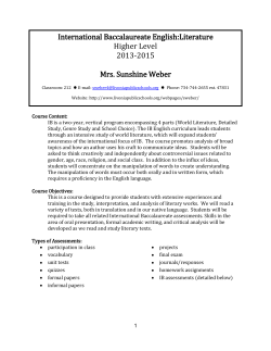International Baccalaureate English:Literature Higher Level 2013