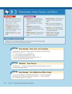 8-3 Polynomials, Linear Factors, and Zeros