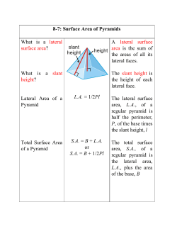 87: Surface Area of Pyramids What is a ​ lateral surface area