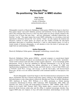 Periscopic Play: Re-positioning &ldquo;the field&rdquo; in MMO studies