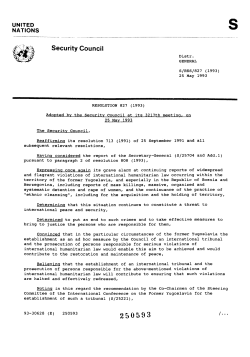 Resolution 827, 25 May 1993 - International Criminal Tribunal for