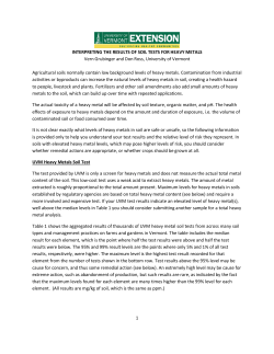 Interpreting the Results of Soil Tests for Heavy Metals